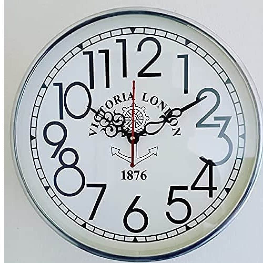 Retro White Wall Clock 12" Inch - photo