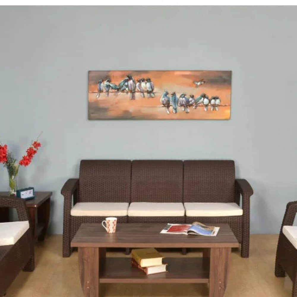 Rose Brown 6 Seater Sofa Set With Centre Table - photo