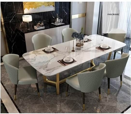 Denver Marble Dining Table With 6 Chairs - left_view
