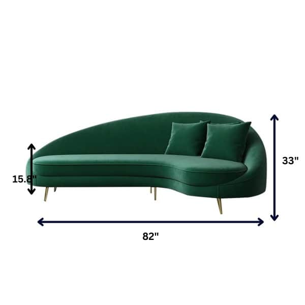 Round Arm Curved Couch in Velvet - front_view