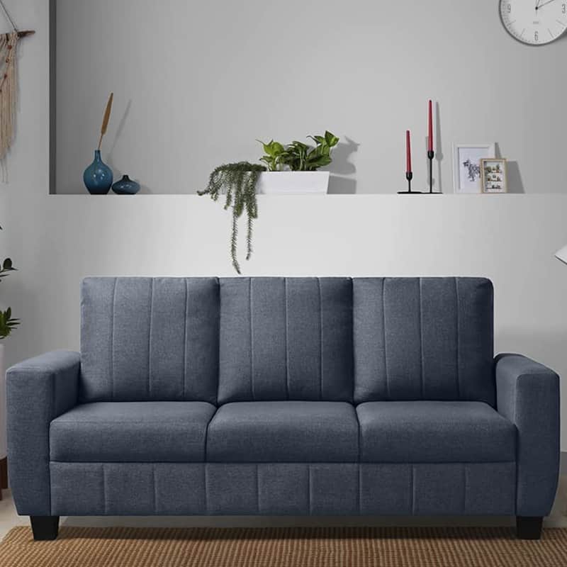 Antalya 3 Seater Sofa Set  In Ocean Blue Colour - front_view