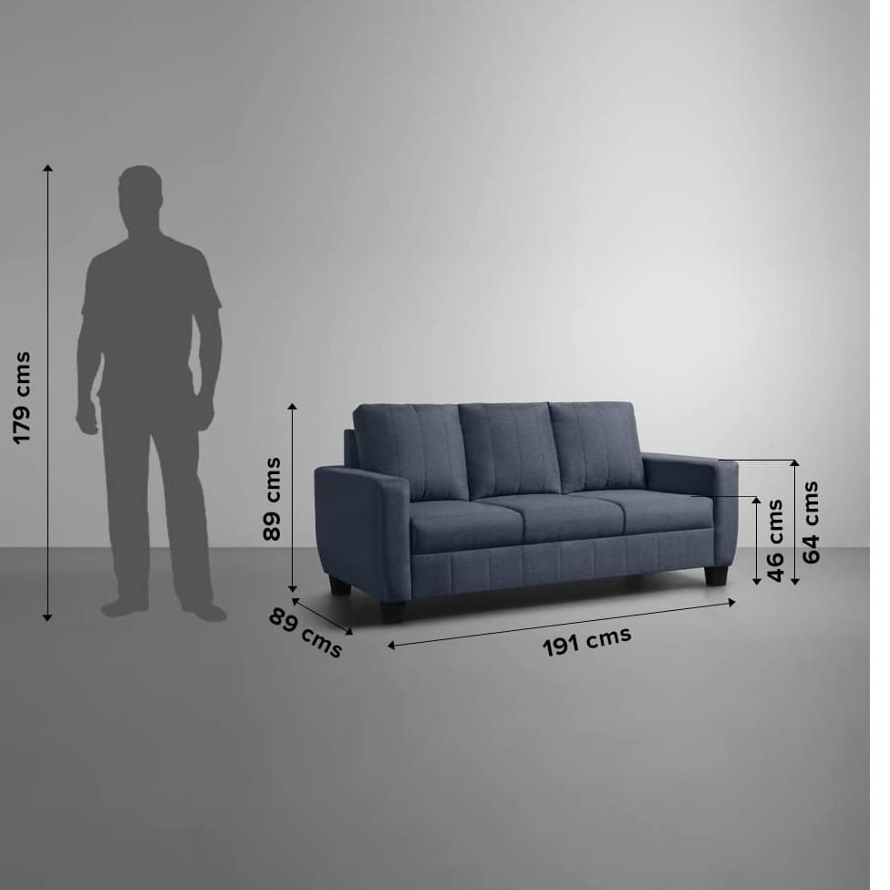 Antalya 3 Seater Sofa Set  In Ocean Blue Colour
