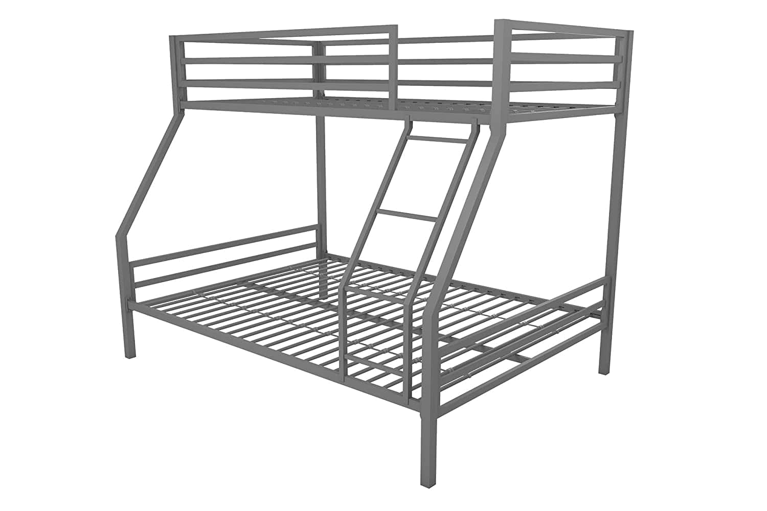 Twin-Over-Full Metal Gray Bunk Bed with Ladder - left_view