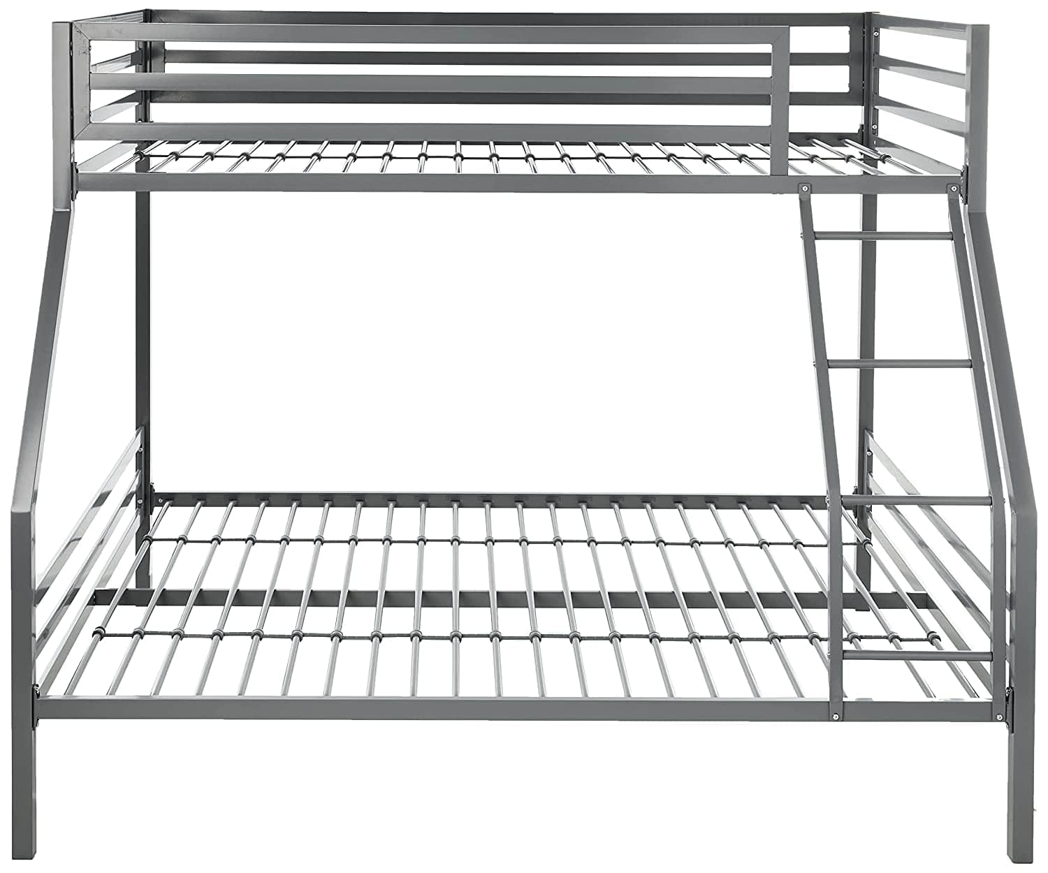 Twin-Over-Full Metal Gray Bunk Bed with Ladder - right_view