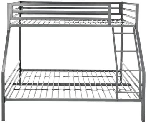 Twin-Over-Full Metal Gray Bunk Bed with Ladder