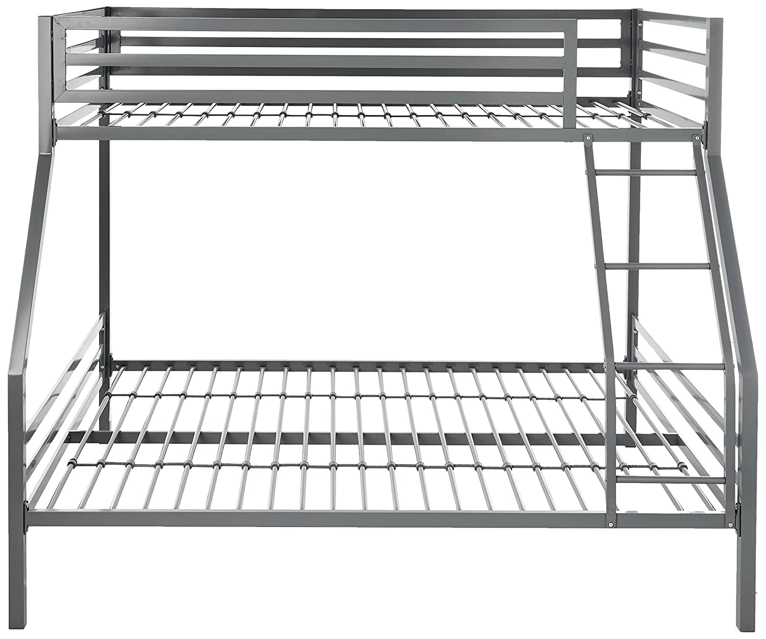 Twin-Over-Full Metal Gray Bunk Bed with Ladder