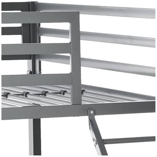Twin-Over-Full Metal Gray Bunk Bed with Ladder