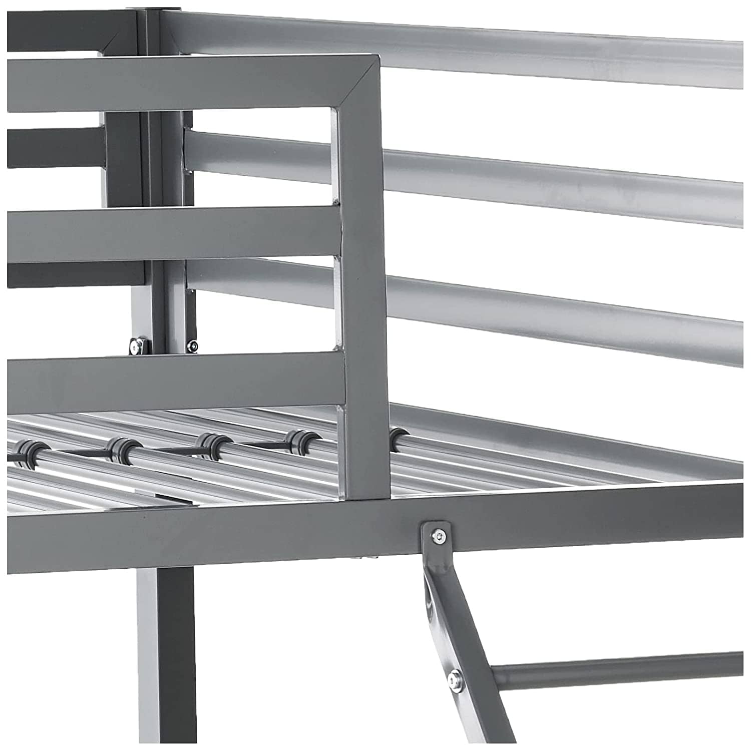 Twin-Over-Full Metal Gray Bunk Bed with Ladder