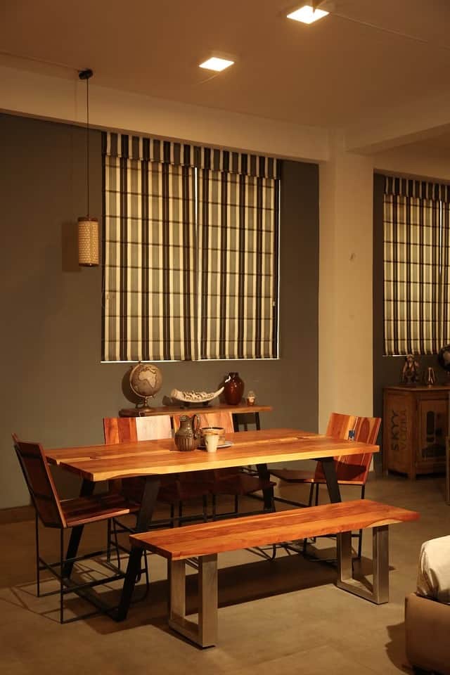 Wooden PU Finish Dining Table with 1 Bench - front_view