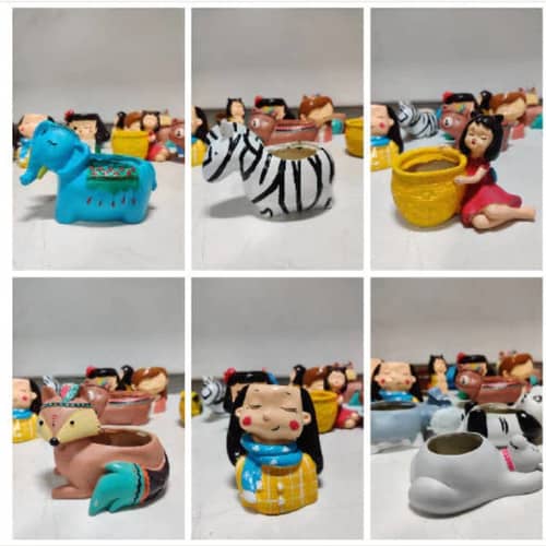 Resin Animal Shape Combo Planter- Pack of 6