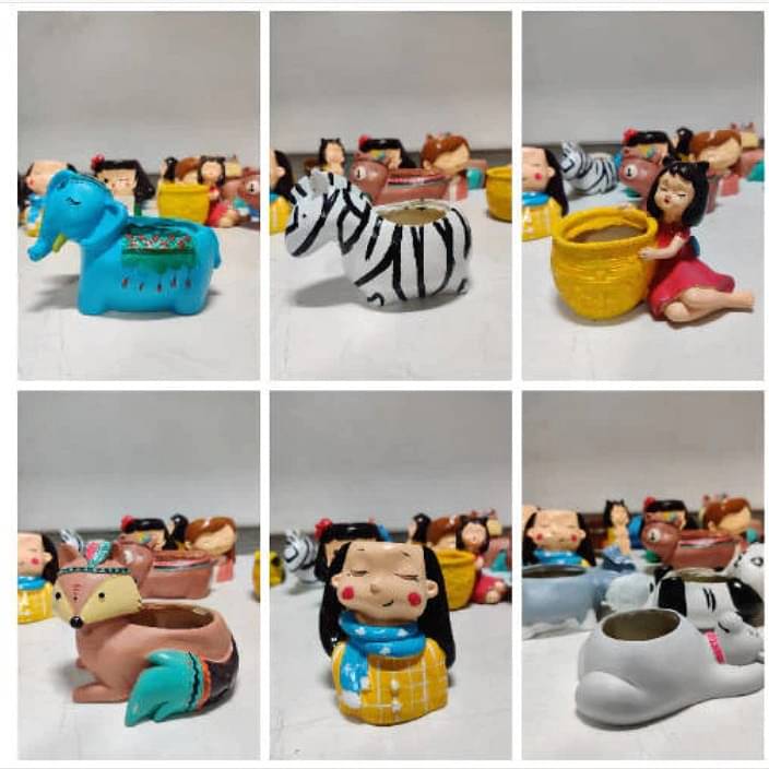 Resin Animal Shape Combo Planter- Pack of 6