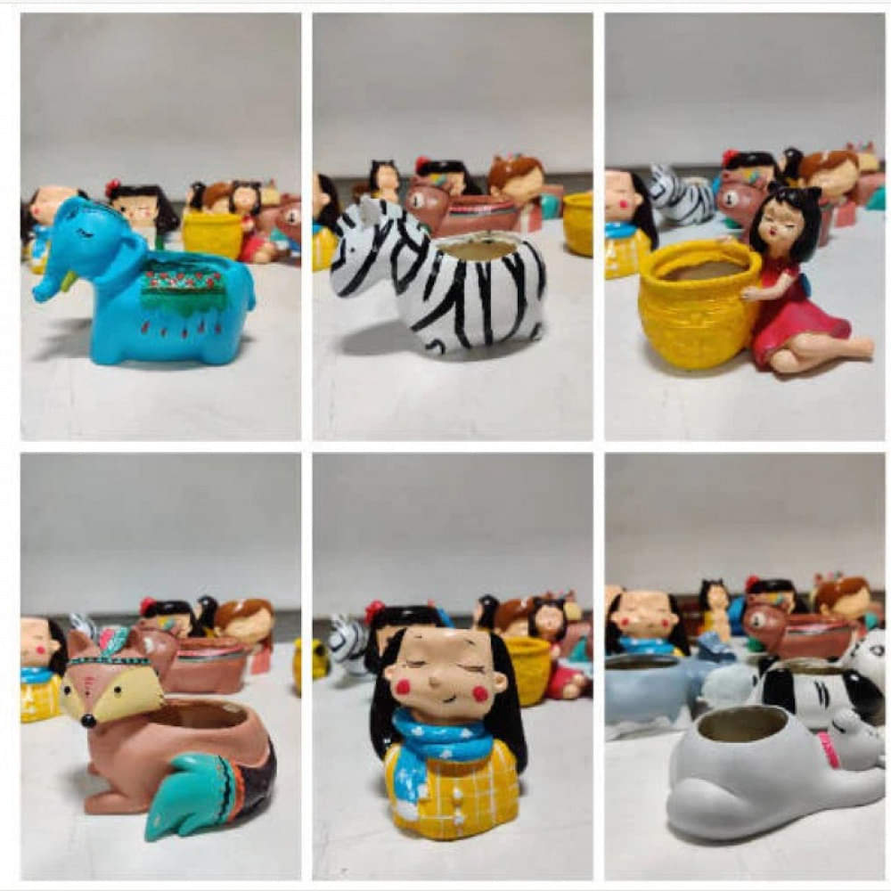 Resin Animal Shape Combo Planter- Pack of 6 - photo