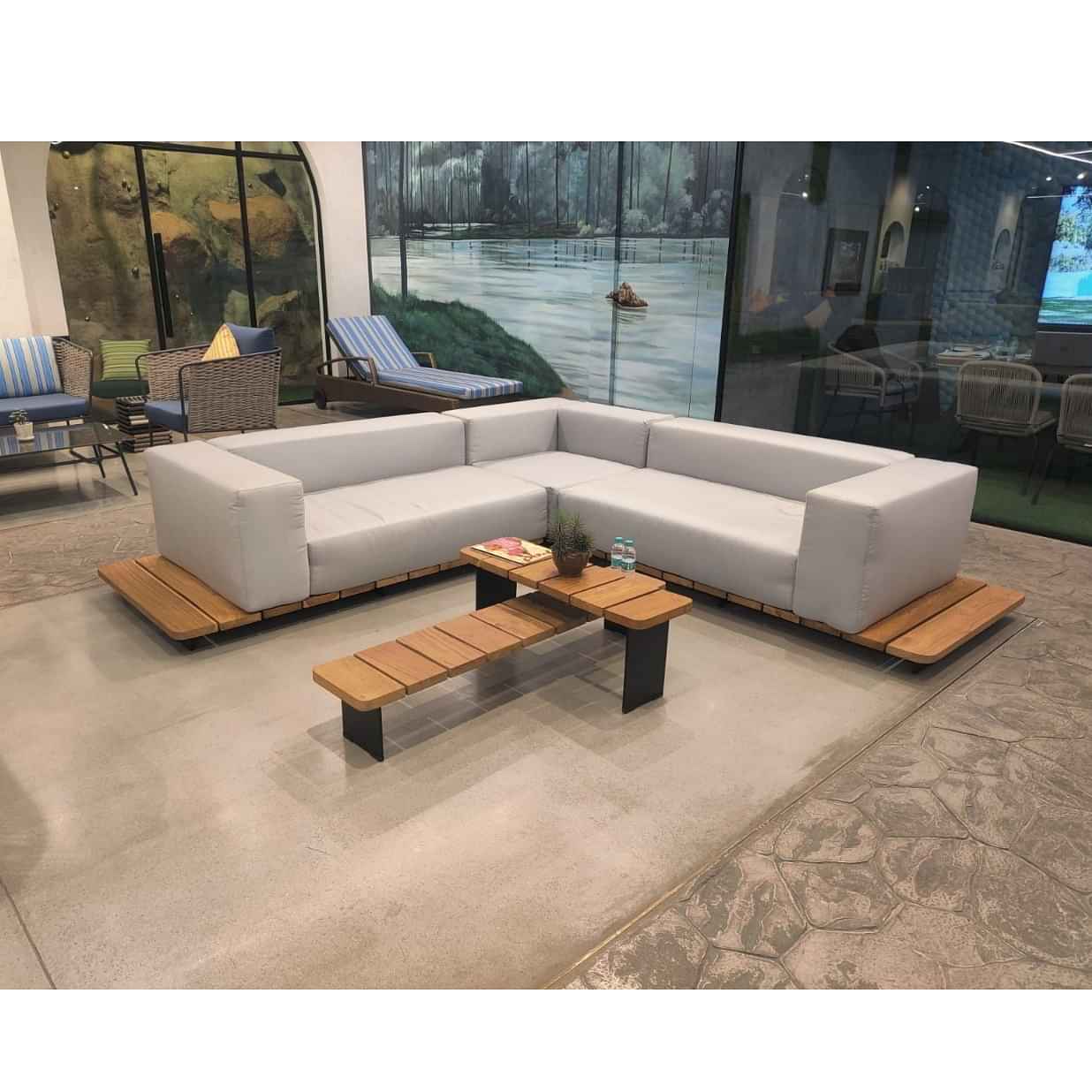 Luxury Leather L Shape Sofa With Center Table - photo