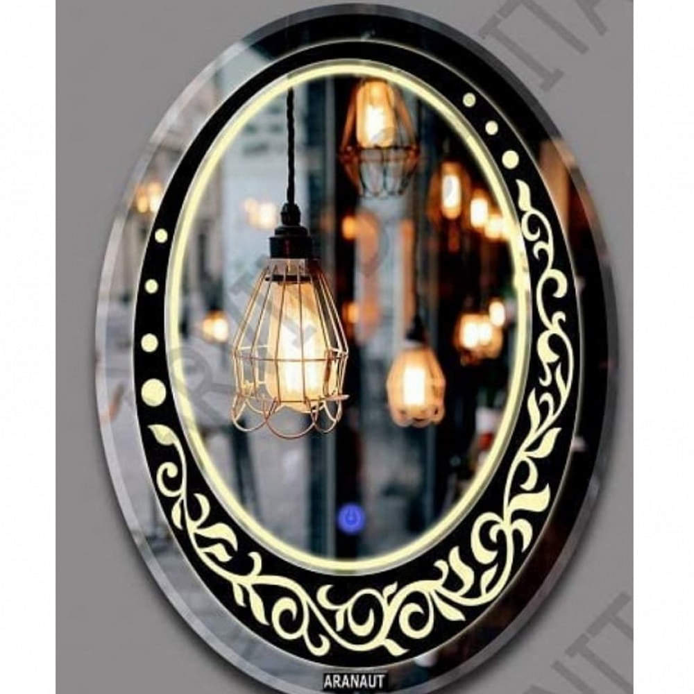 (824) Modern Stylish Oval Shape Led Mirror Size:- 18x24 - photo