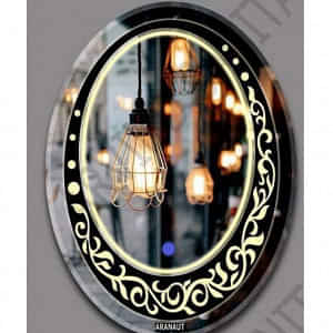 (824) Modern Stylish Oval Shape Led Mirror Size:- 18x24 - photo