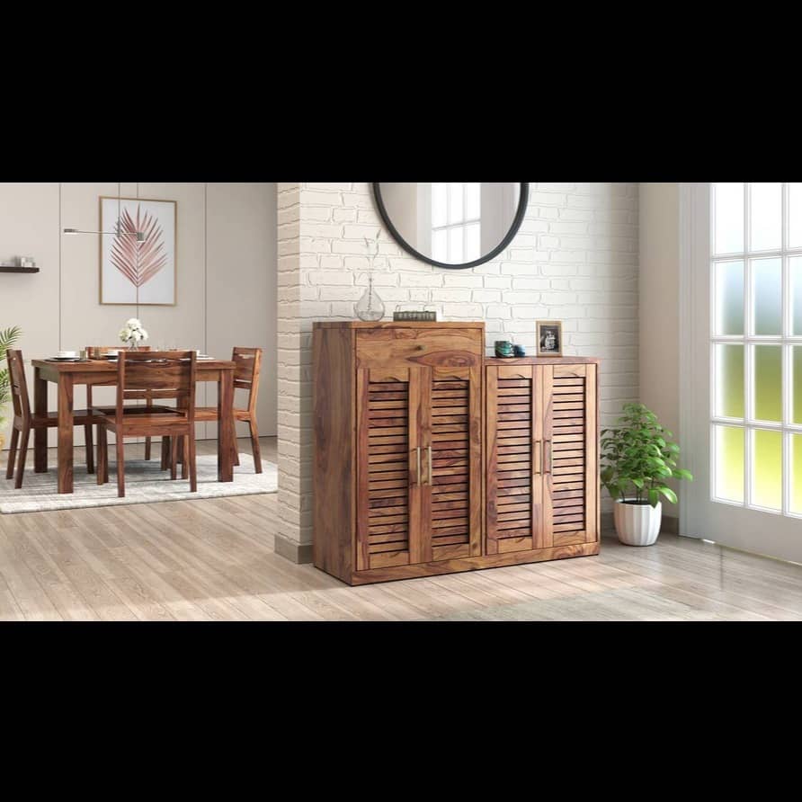 Walter Solid Wood Shoe Rack In Teak Finish