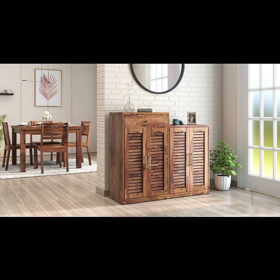 Walter Solid Wood Shoe Rack In Teak Finish