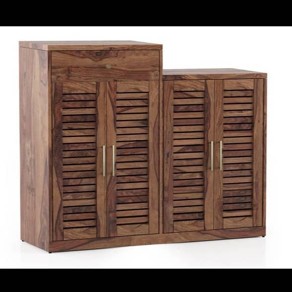 Walter Solid Wood Shoe Rack In Teak Finish