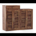 Walter Solid Wood Shoe Rack In Teak Finish - left_view