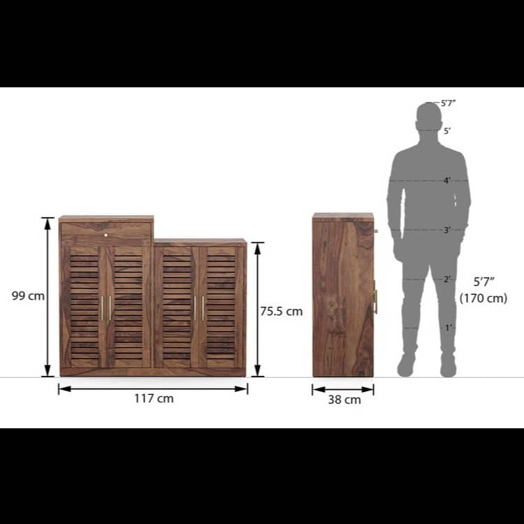 Walter Solid Wood Shoe Rack In Teak Finish