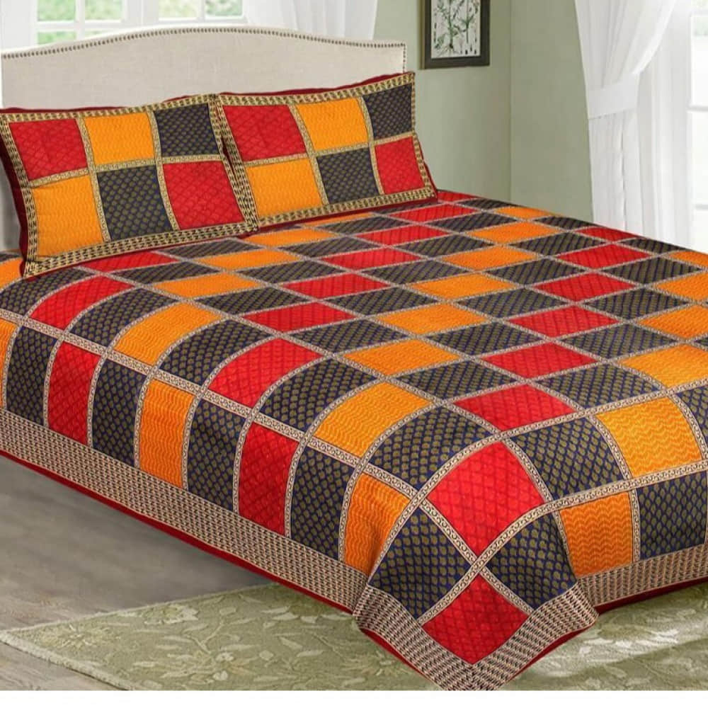 Block King Size Bedsheet - photo