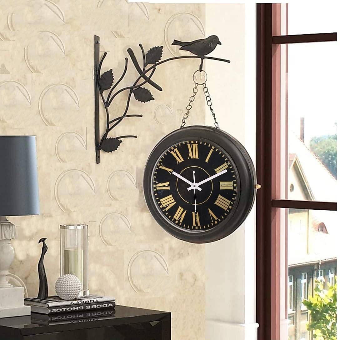 Retro Double Sided Wall Clock (Black)