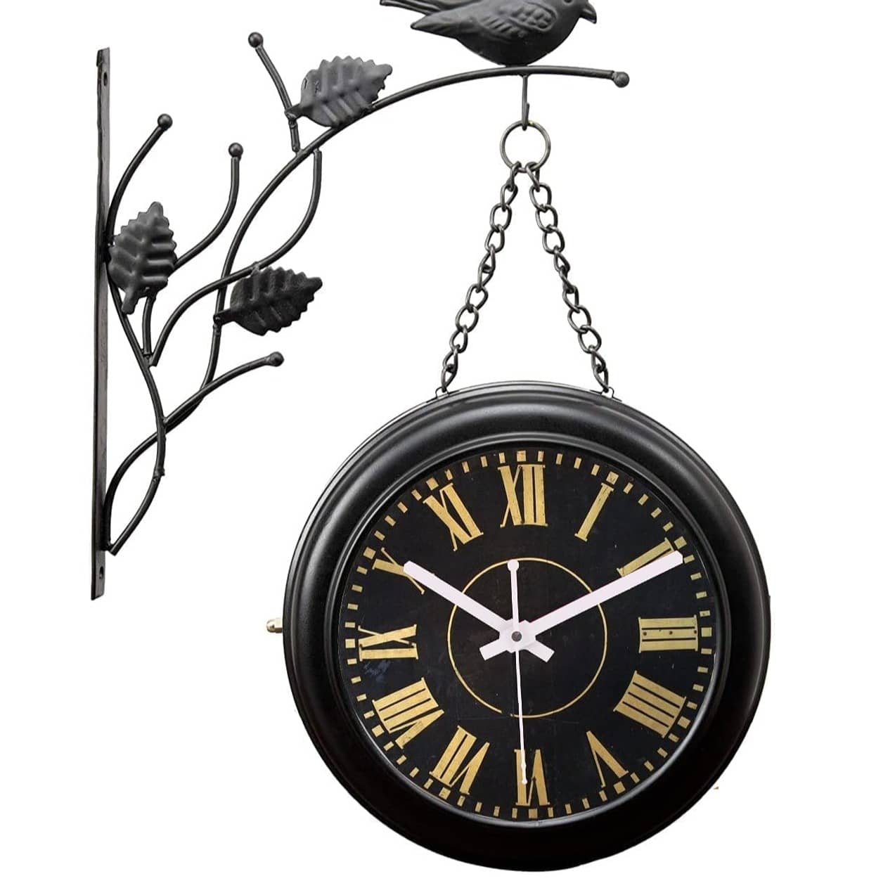 Retro Double Sided Wall Clock (Black)