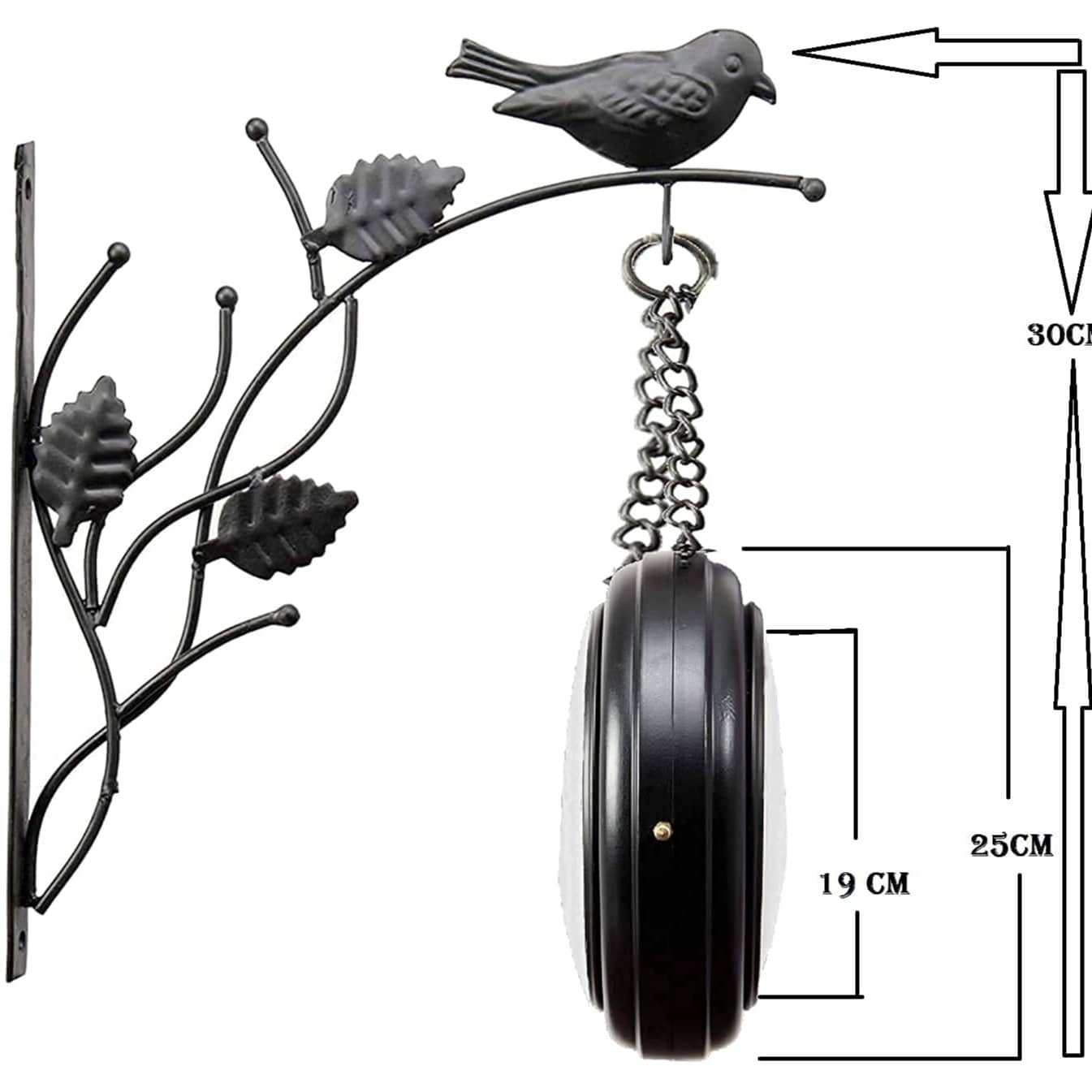 Retro Double Sided Wall Clock (Black)