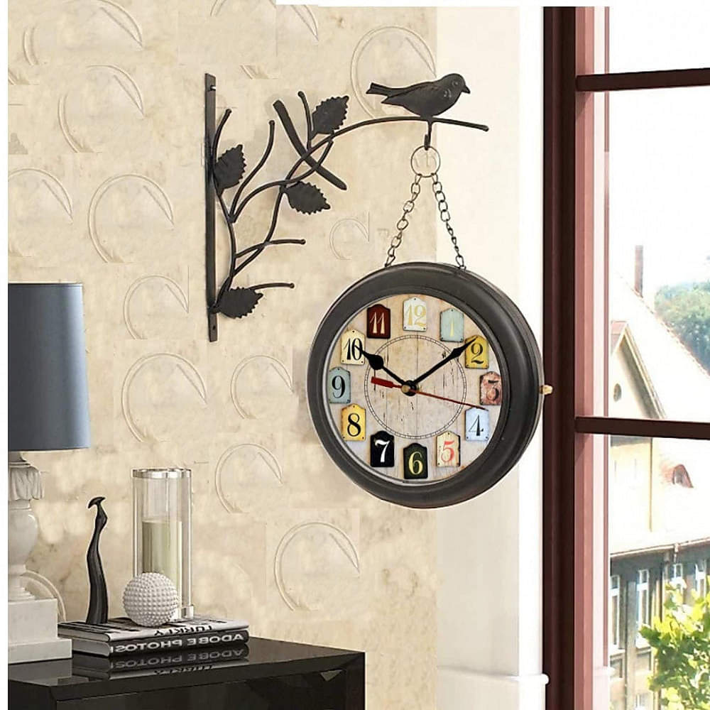 Multicolor Antique Clock with Bird - photo