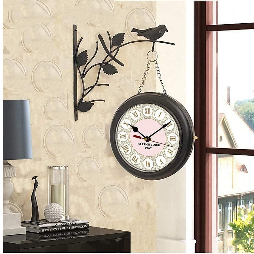 Kirby Roman Antique Double Sided Station Clock (Black, White) - photo