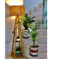 Wooden Italian Tripod Floor Lamp with Jute Shade - photo