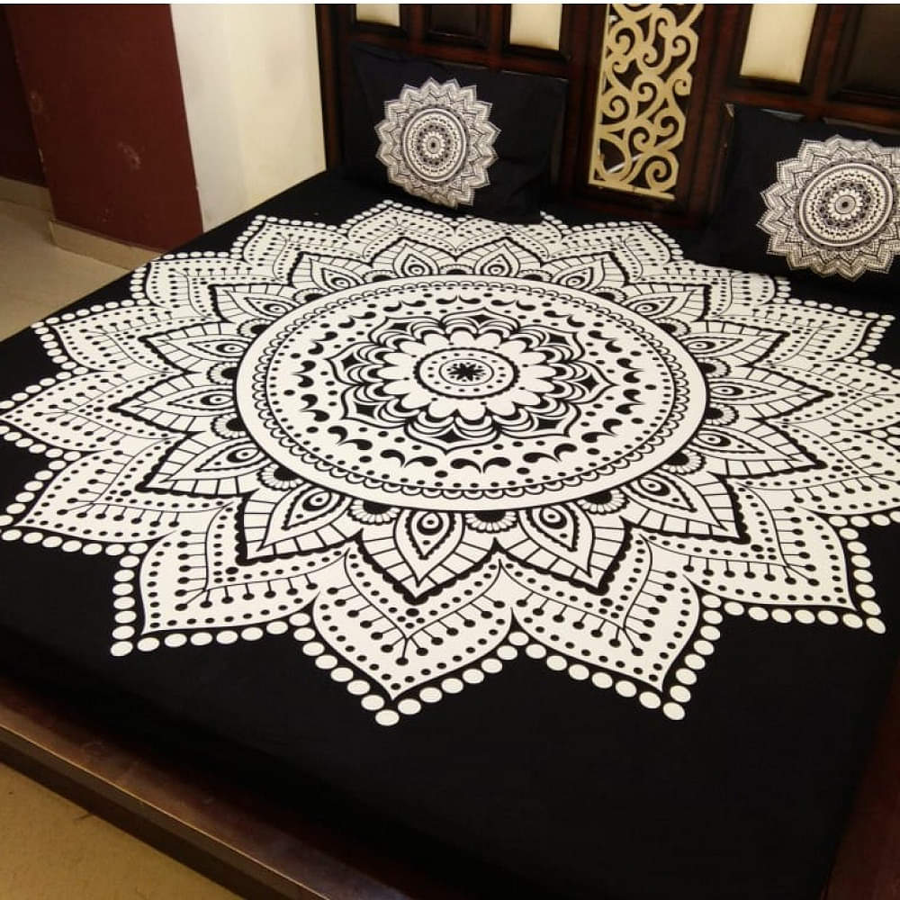 Traditional Rajasthani Print 100% Cotton Double Bedsheet - photo
