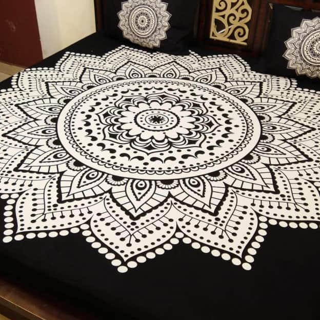 Traditional Rajasthani Print 100% Cotton Double Bedsheet - front_view