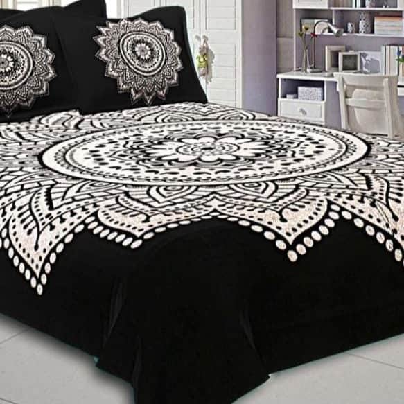 Traditional Rajasthani Print 100% Cotton Double Bedsheet - rear_view
