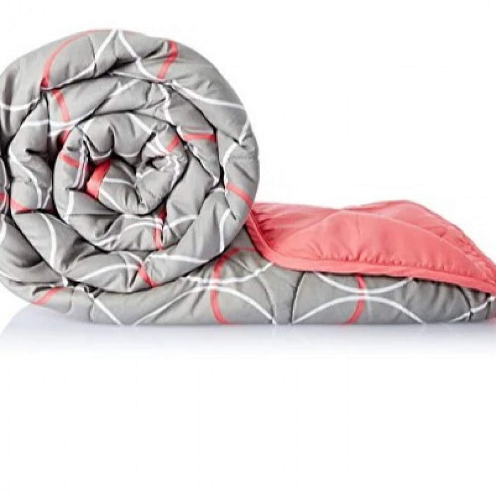 Double bed Microfiber Reversible Comforter,  red and grey - photo