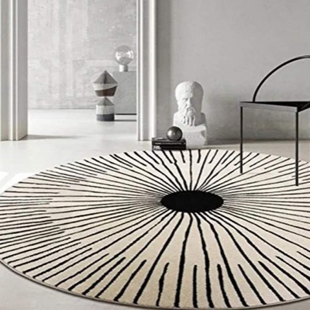 Geometric Style Short Plush Circle Carpet - photo
