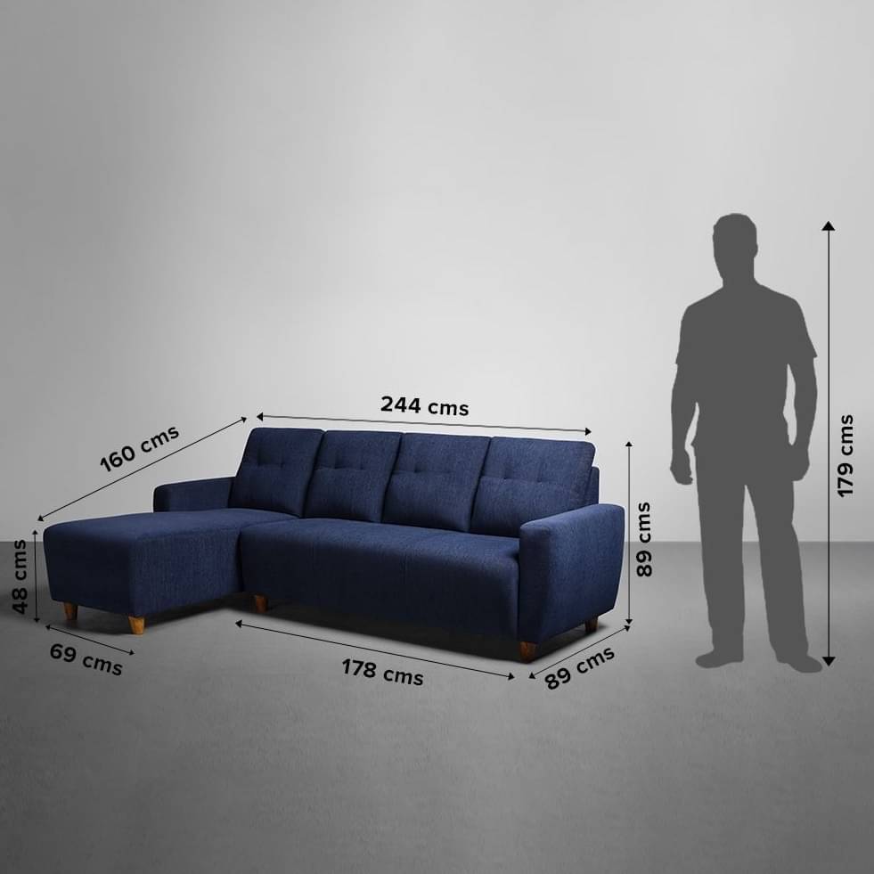 Athens Sofa with Lounger In Alice Blue Color