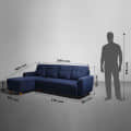 Athens Sofa with Lounger In Alice Blue Color - rear_view