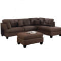 Choco Brown L Shape Sofa Set - front_view
