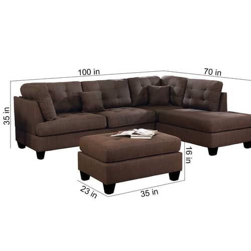 Choco Brown L Shape Sofa Set
