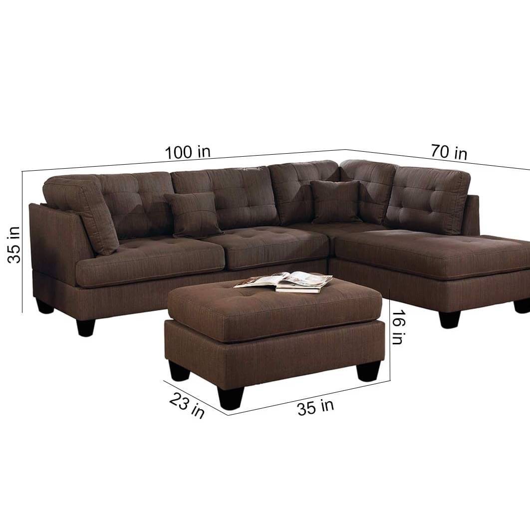 Choco Brown L Shape Sofa Set