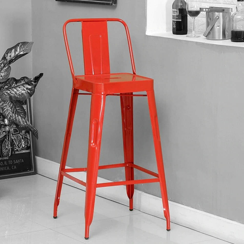Matisse Red Aluminum Café Stool - photo