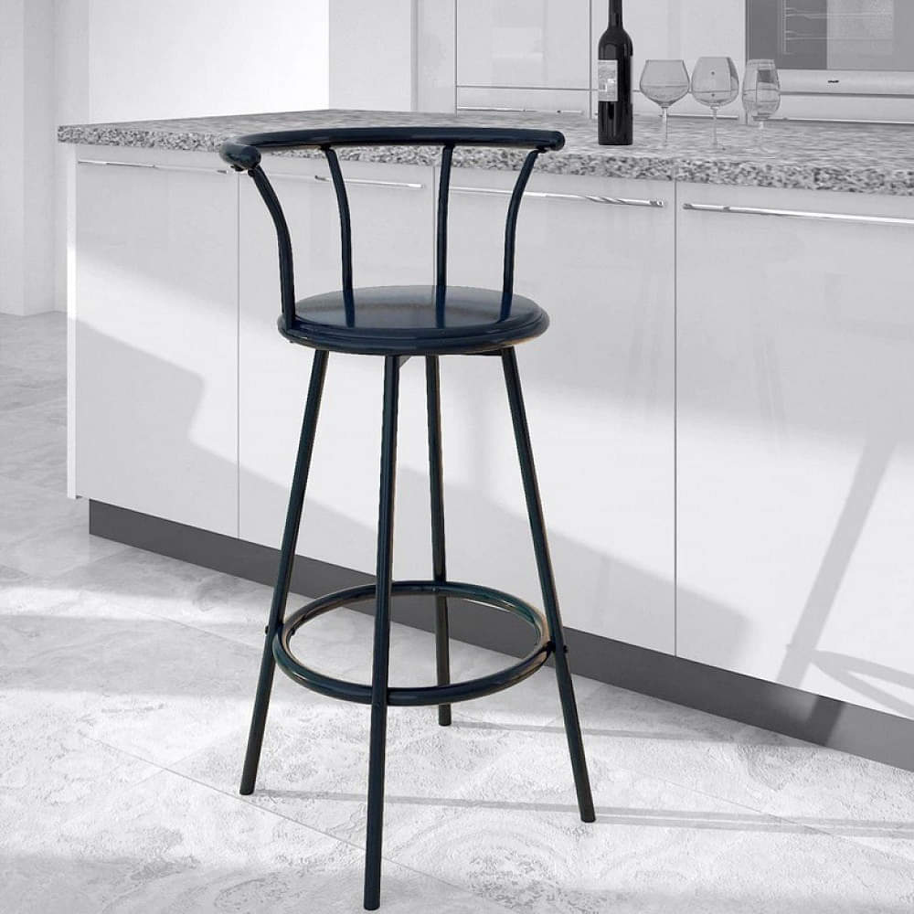 Anthrax Metal Modern Bar Stool In Black - photo