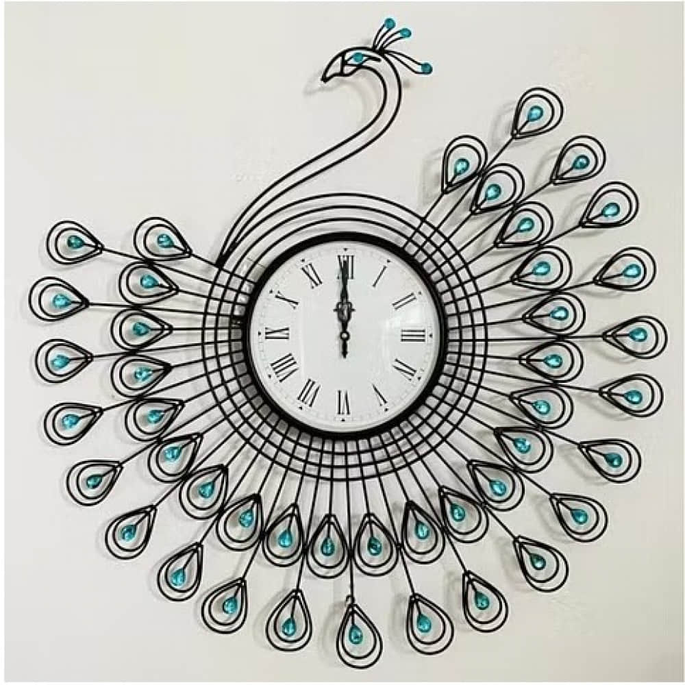 Peacock Decorative Metal Wall Clock - photo