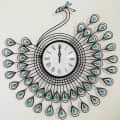 Peacock Decorative Metal Wall Clock - front_view