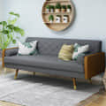 Mid Century Modern Tufted Fabric Sofa in Gray Colour - photo
