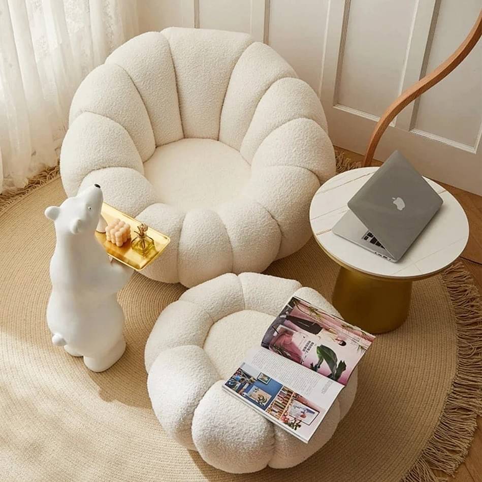 Pumpkin Lounge Sofa Set In White Colour