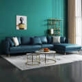 Luxury Sofa Set In Dark Green Colour - top_view