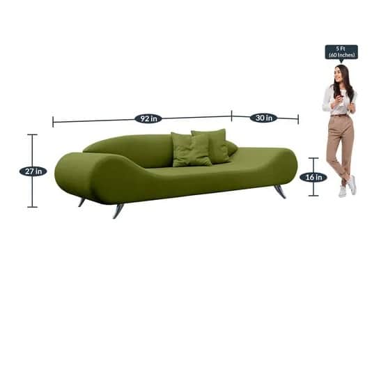 Olympia 3 Seater Sofa In Olive Green Color - front_view