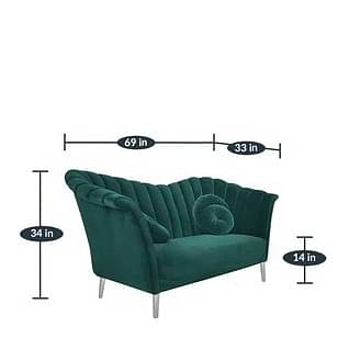Damask Sofa In Dark Green Color